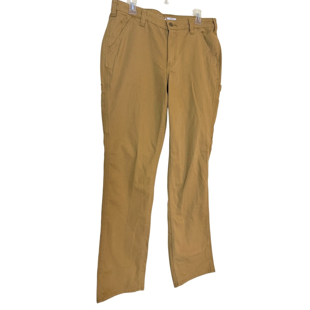 Carhartt Rugged Flex Loose Fit Canvas Work Pants Brown - Size  10 Tall